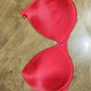 Elegant Ruby Red Satin Lightly Padded Underwire Bra